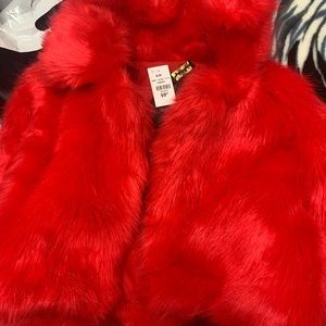 Brand new red fur coat